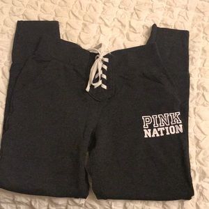 VS Pink lace-up joggers / gym pants