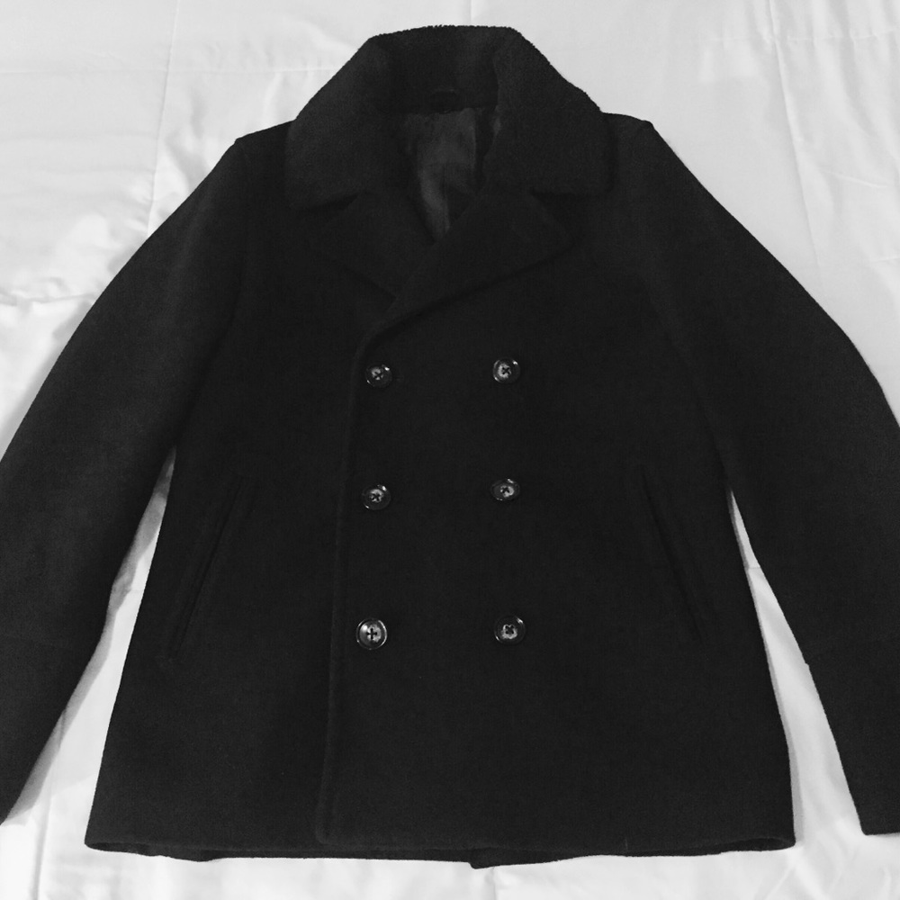 ASOS Pea Coat Black S / Small Shearling Collar