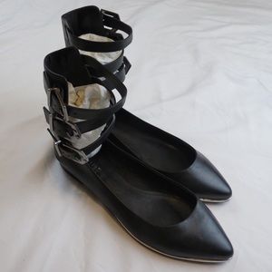 Schultz Black Leather Flats