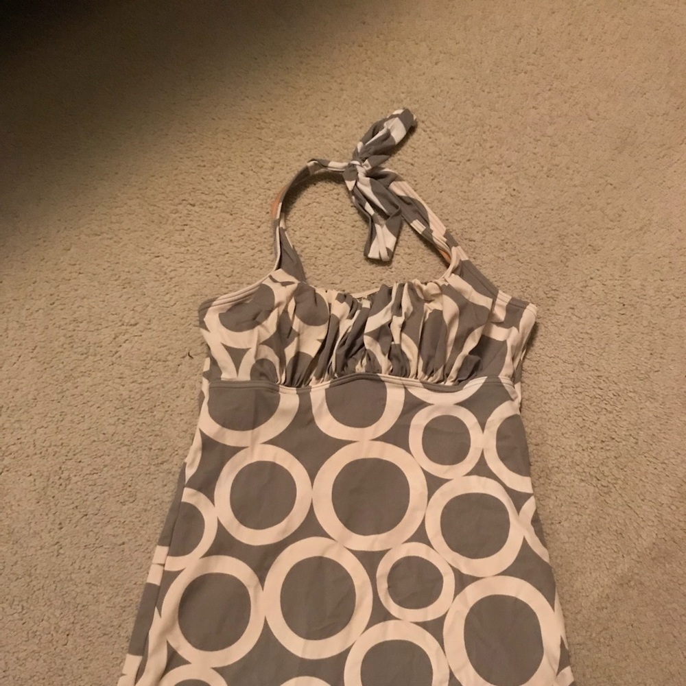 Olive green and white tankini