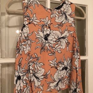 Zara pink floral asymmetric tank