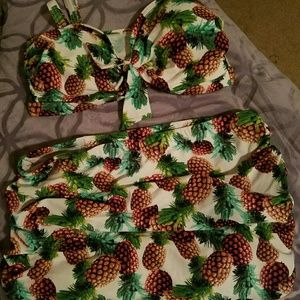 Pineapple two Piece high-waisted swim suit