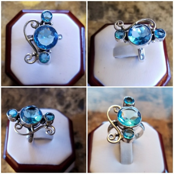 S0b6f71b621fc48e293442c727de66  Genuine 4ct Blue Topaz Ring Size 7