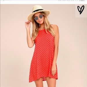 NWT Red print low back shift dress