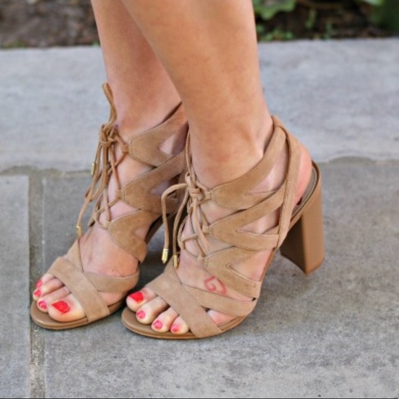 Sam Edelman Shoes - Tan Lace Up Gladiator Chunky Heel Sandal