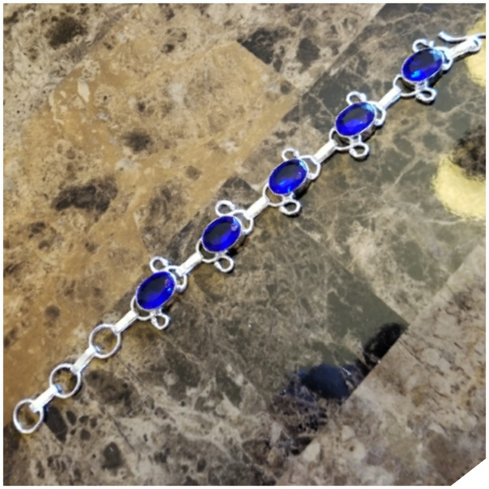 GENUINE Blue Iolite Bracelet 8"