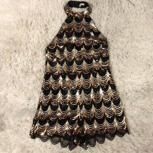 Black & gold sequin romper