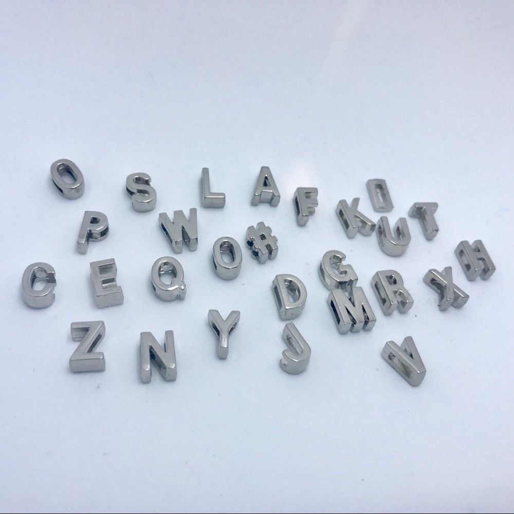 SILVER alphabet BRACELET RED band letters words - Picture 3 of 7