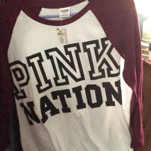 New with tags pink nation baseball T