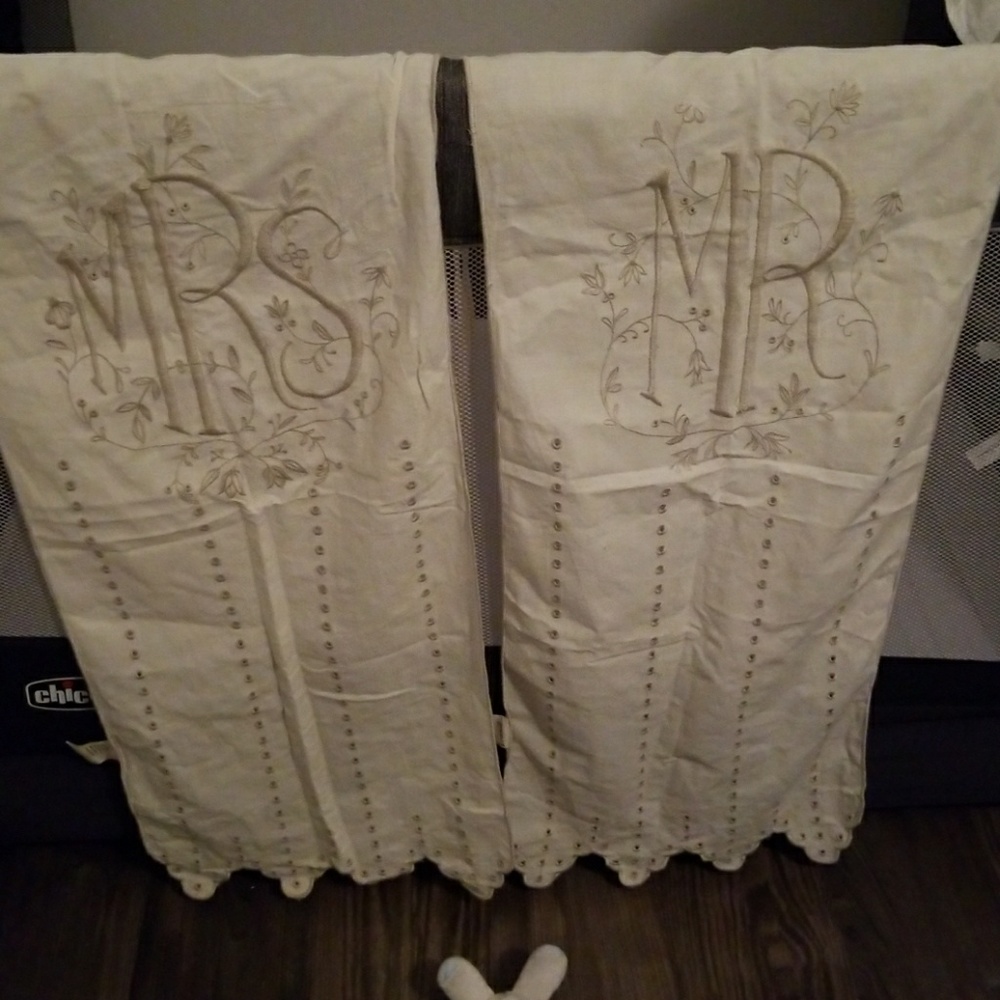 Bhldn Mr & Mrs chair banners 100% cotton
