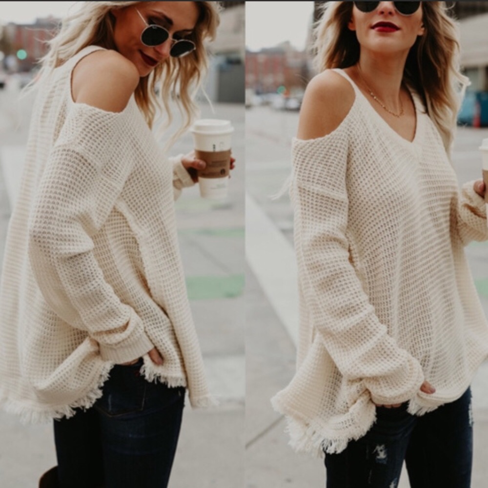 ⚡️TONIGHT ONLY⚡️Cold Shoulder Sweater - Picture 4 of 4