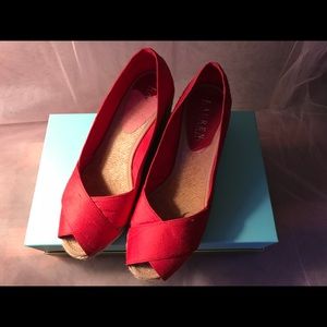 Ralph Lauren Red Silk Espadrilles
