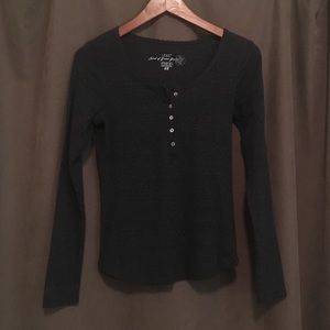 H & M Basic Dark Grey Long Sleeve Top