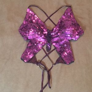 Adjustable Purple Sequins Butterfly Festival Top