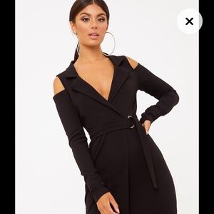 Black Cold Shoulder Blazer Dress never used