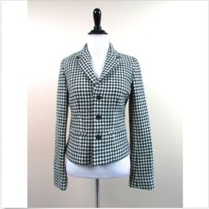 Ralph Lauren Wool Houndstooth Plaid Button Blazer