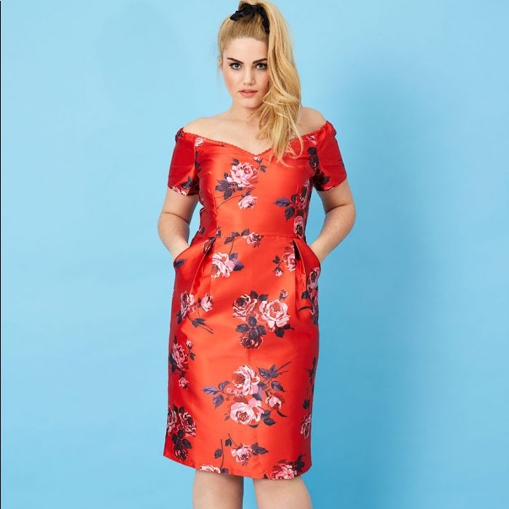 Joanie red floral vintage style dress