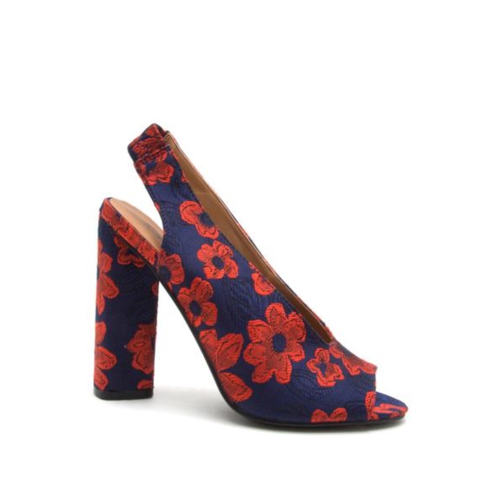 FLORAL PEEP TOE PUMPS HEELS - Picture 2 of 4