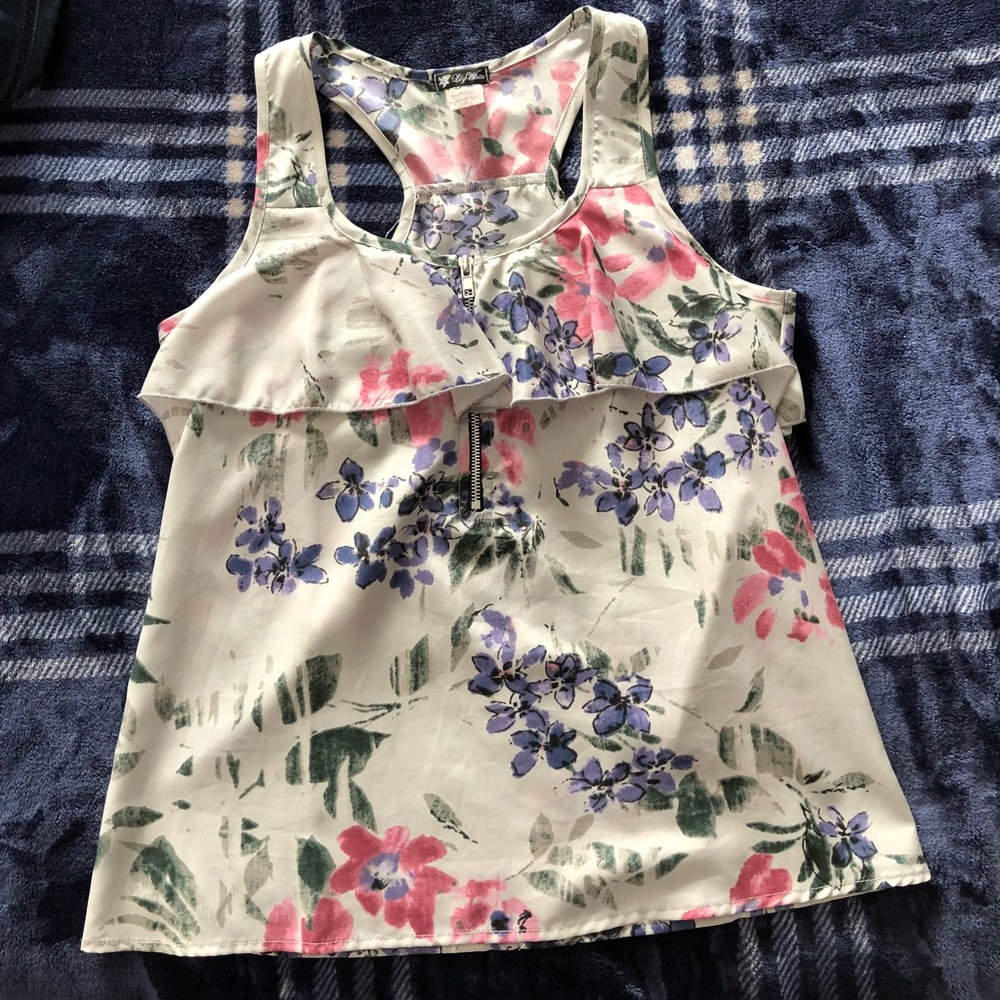 Floral racer back silky tank