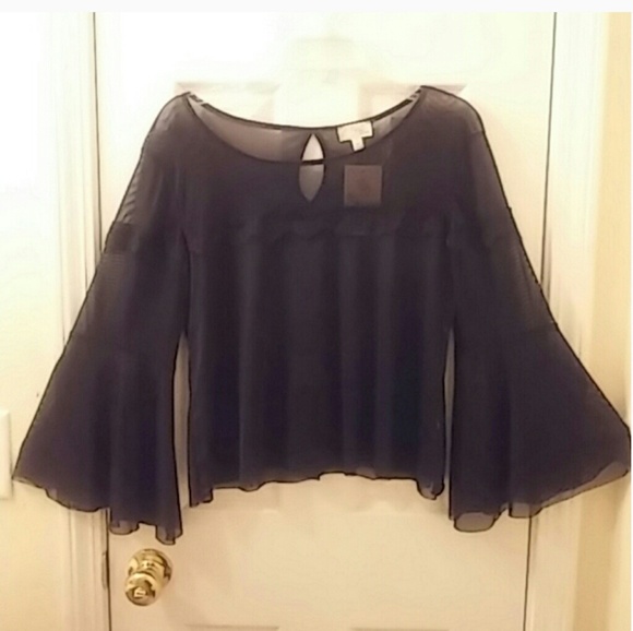 Tops - Sheer Bell Sleeve Blouse