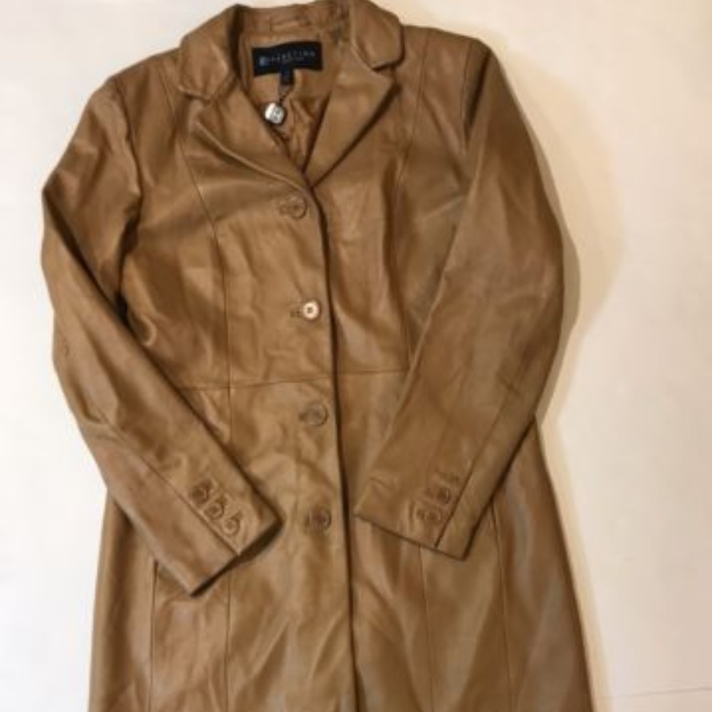Leather Kenneth Cole Coat Long Jacket