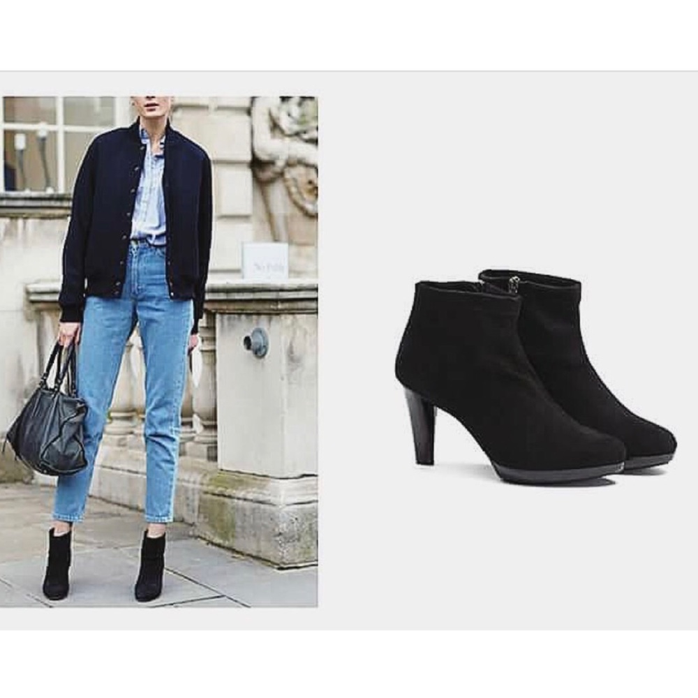 Black Stretch Fabric Stiletto Heel Ankle Booties - Picture 3 of 6