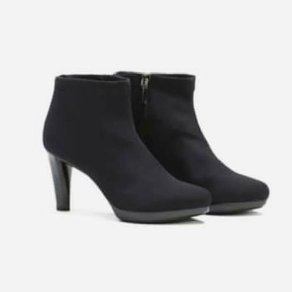 Black Stretch Fabric Stiletto Heel Ankle Booties - Picture 4 of 6