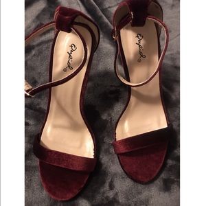 Velvet Burgundy Strappy Heels