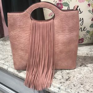 Pink fringe handbag