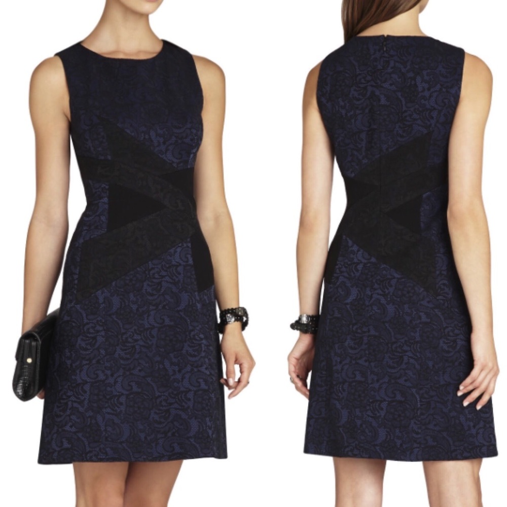 BCBG MAXAZRIA Alma Lace A-Line Dress Navy Size 0