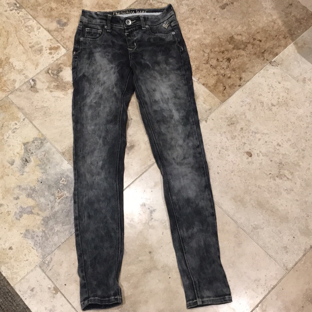 Justice jeans black vintage acid wash 14s