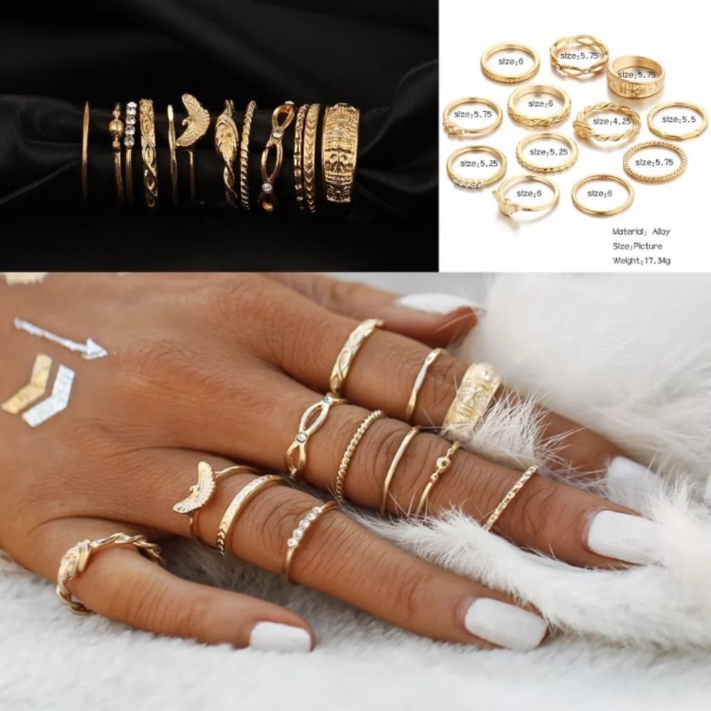 Midi knuckle rings set of 12