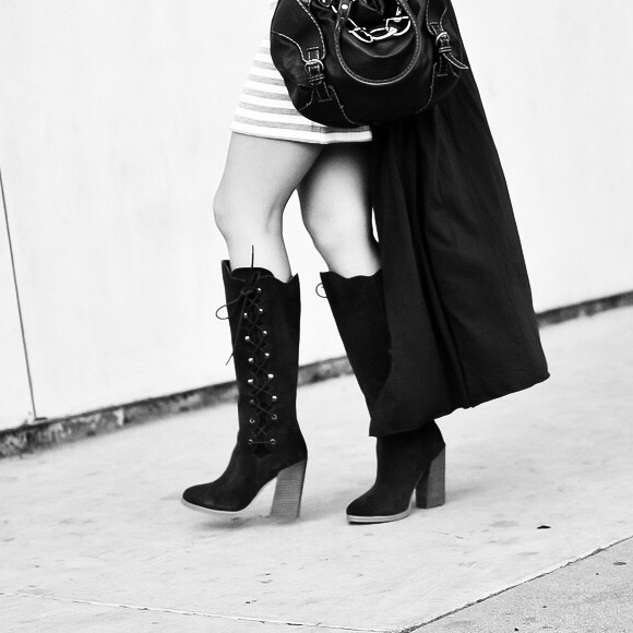 NIB Black Distressed Block Heel Lace Up Side Boots - Picture 2 of 6