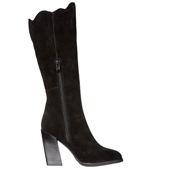 NIB Black Distressed Block Heel Lace Up Side Boots - Picture 6 of 6