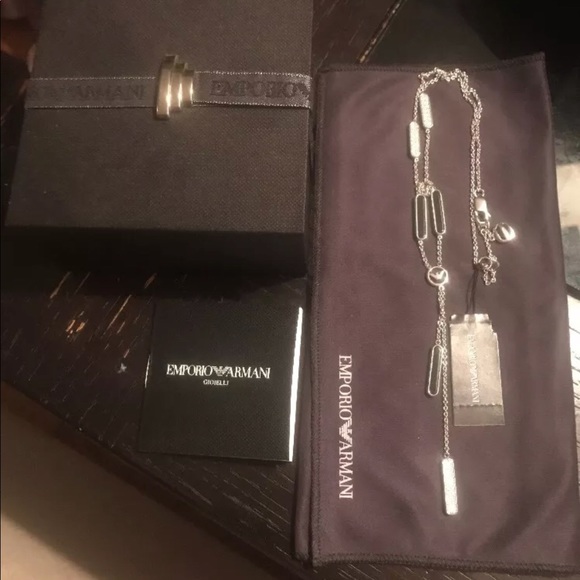Emporio Armani  Crystal & Onix necklace $195 New - Picture 2 of 8