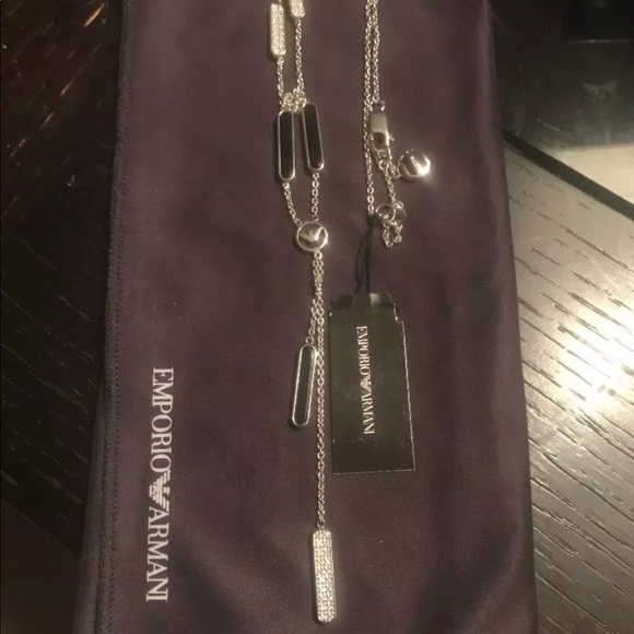 Emporio Armani  Crystal & Onix necklace $195 New - Picture 7 of 8
