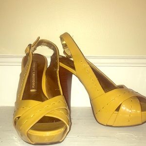 Mustard yellow Chinese Laundry open toe heels