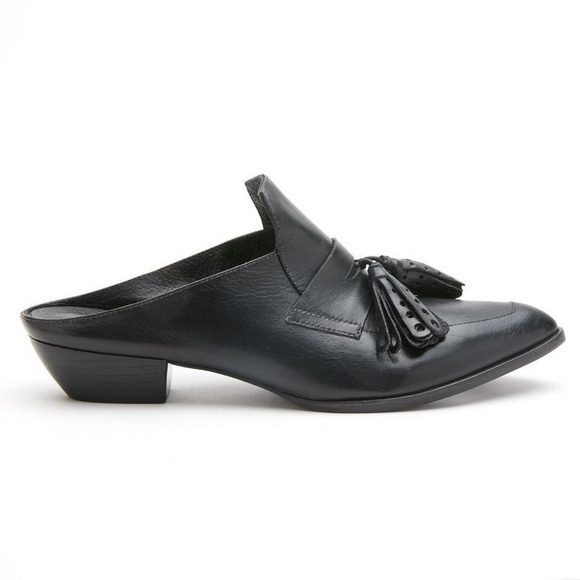 Made in Brazil Black Leather Tassel Loafer Mule - Picture 6 of 7