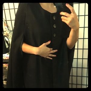 black cape poncho jacket with pockets