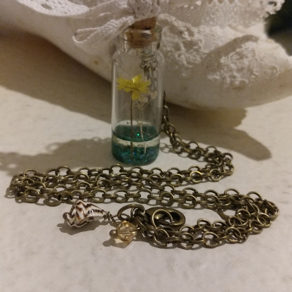 Wish in a bottle necklace- Antique bronze chain