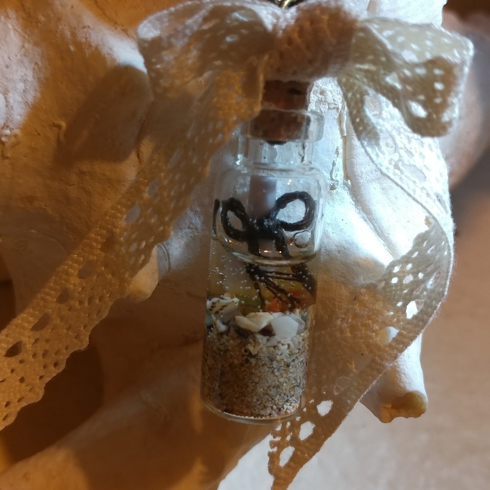 Message in a bottle necklace- Antique bronze chain