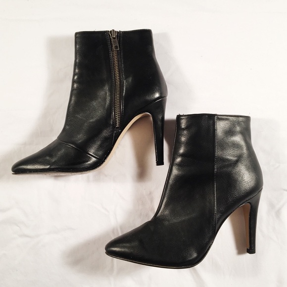 H&M Shoes - H&M Black Leather Ankle Heel Boots Size 7