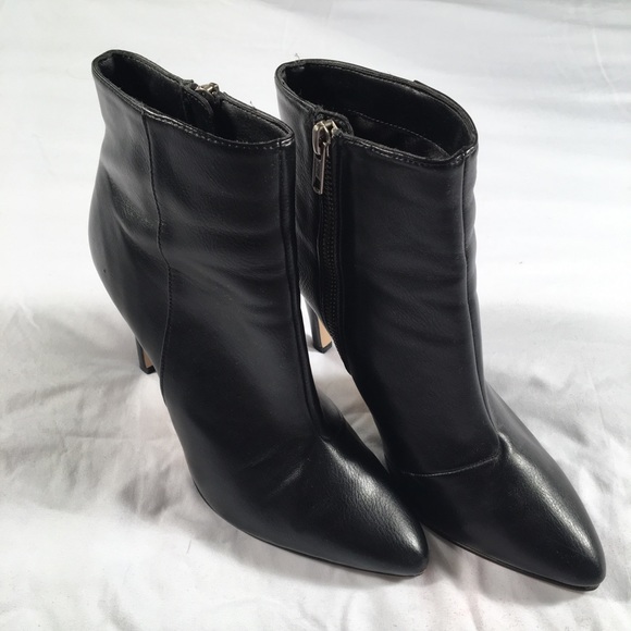 H&M Black Leather Ankle Heel Boots Size 7 - Picture 2 of 6