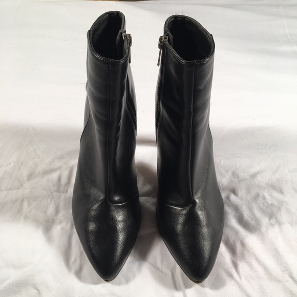 H&M Black Leather Ankle Heel Boots Size 7 - Picture 3 of 6