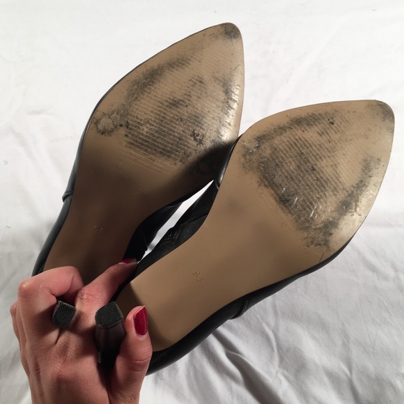 H&M Black Leather Ankle Heel Boots Size 7 - Picture 6 of 6