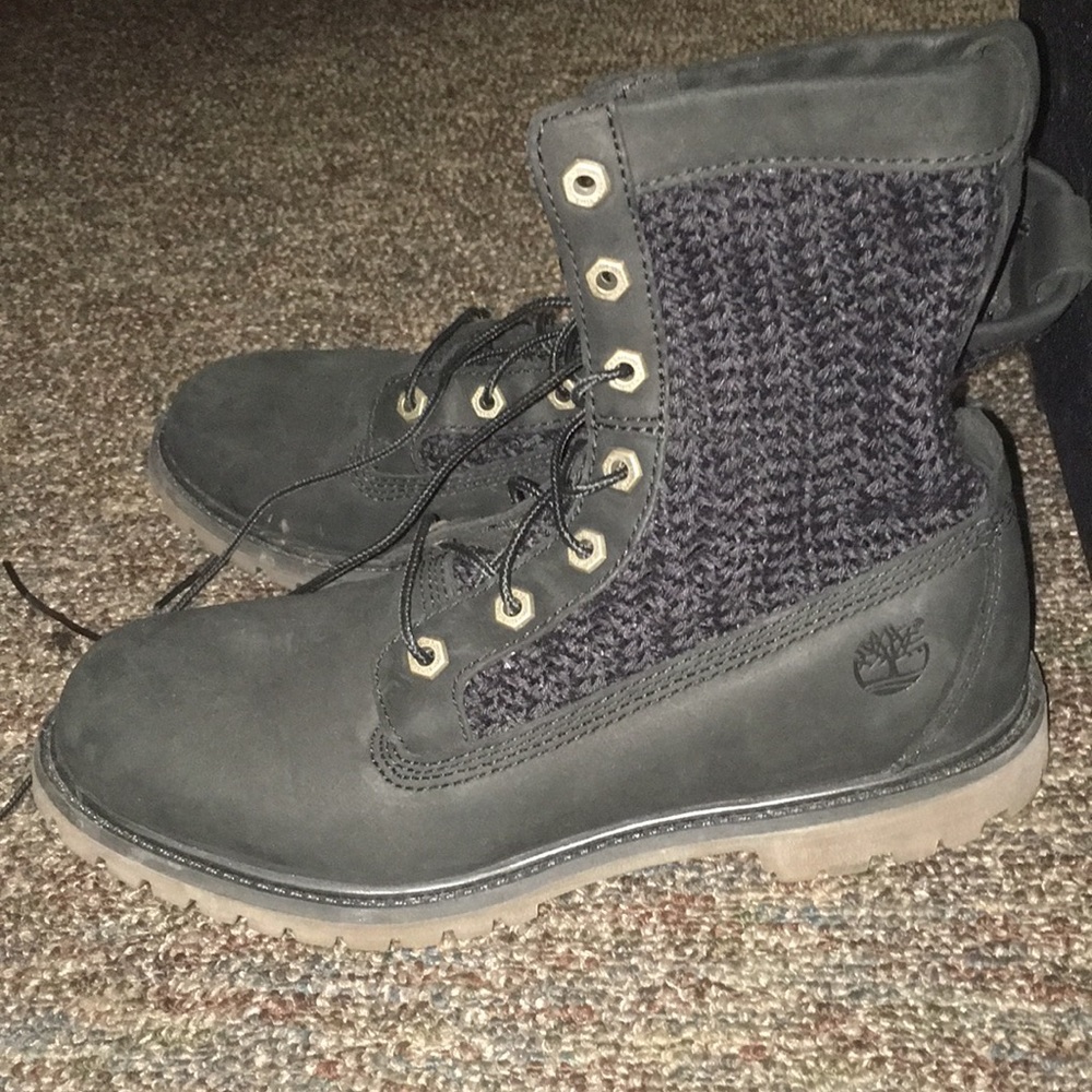 Black Knit Timberlands