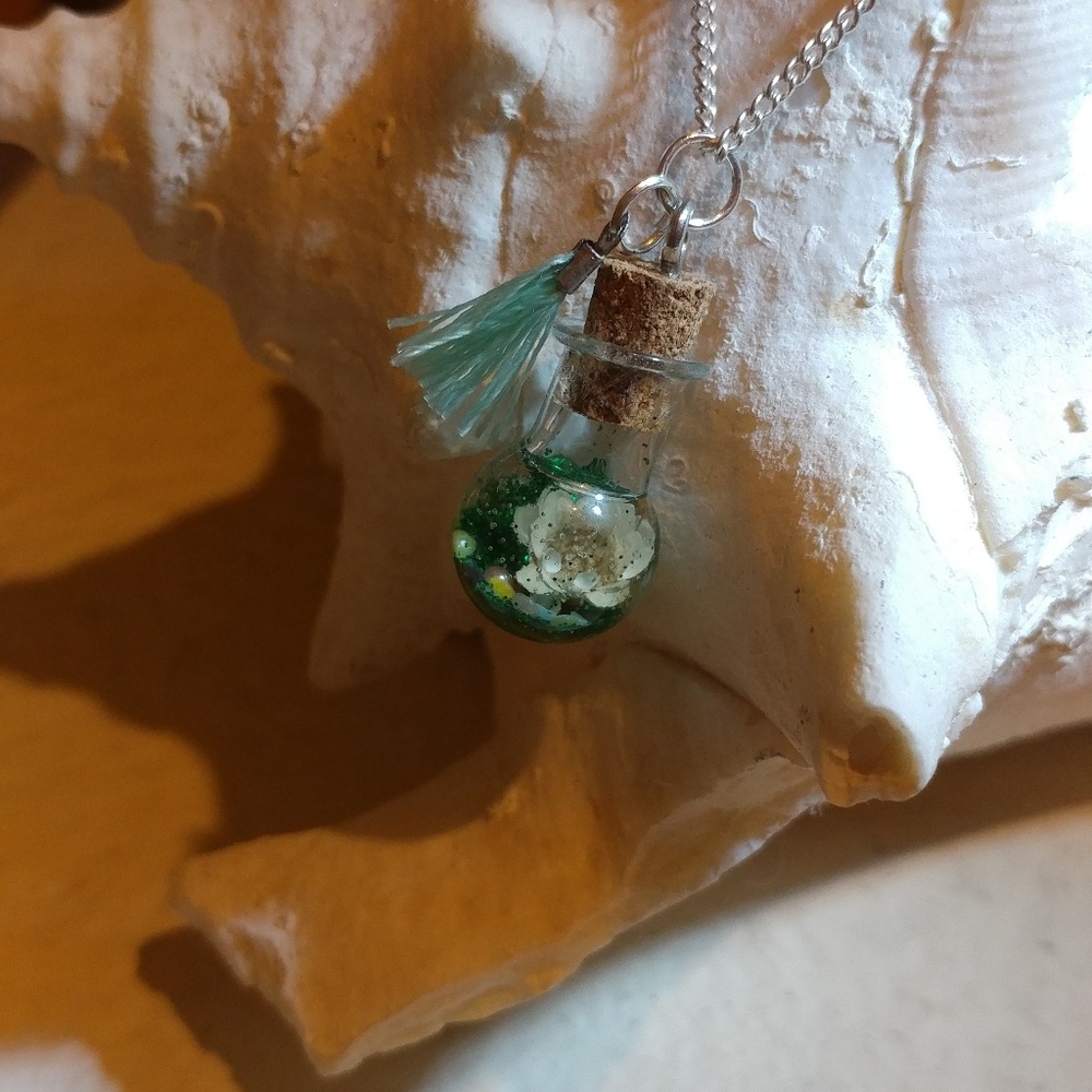 Tiny Wish in a bottle necklace- Antique bronze