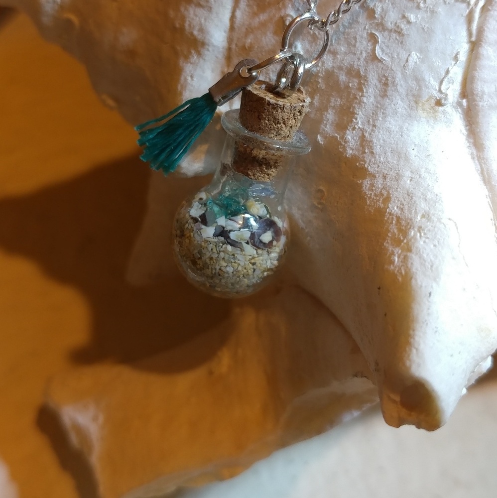 Tiny Seashells in the sand necklace- sterling .925