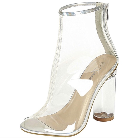 ‘Anya’ Clear Open Toe Boots - Picture 2 of 5