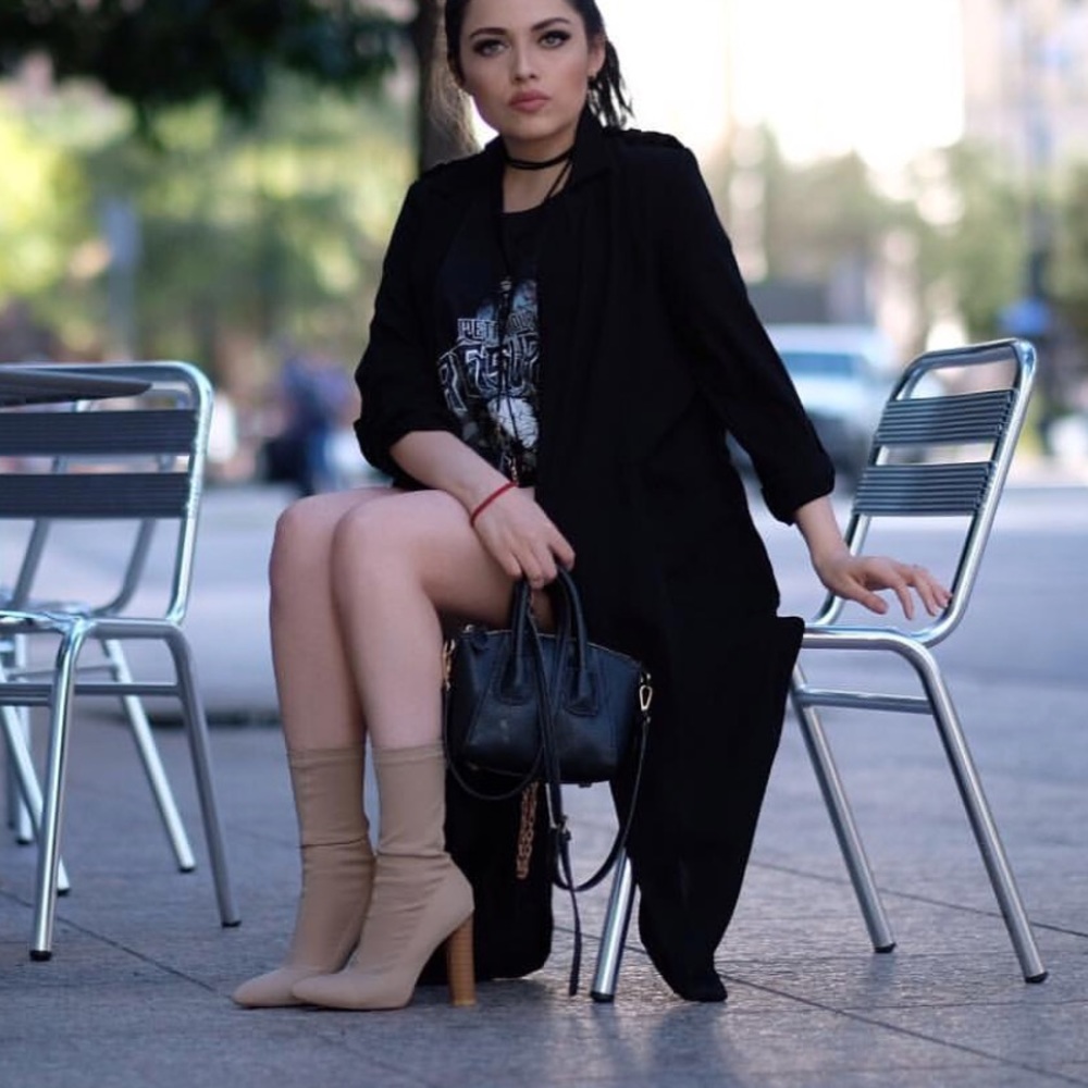 Nude sock style booties